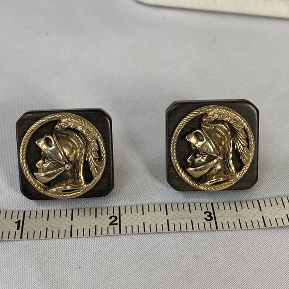 Vintage Swank wood and Goldtone cuff links - Picture 4 of 7